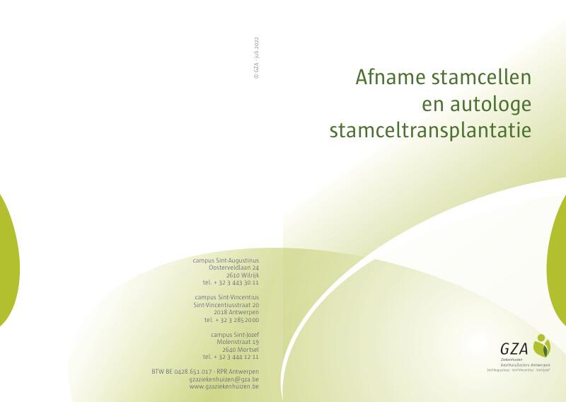 Cover page of the brochure Afname stamcellen en autologe stamceltransplantatie
