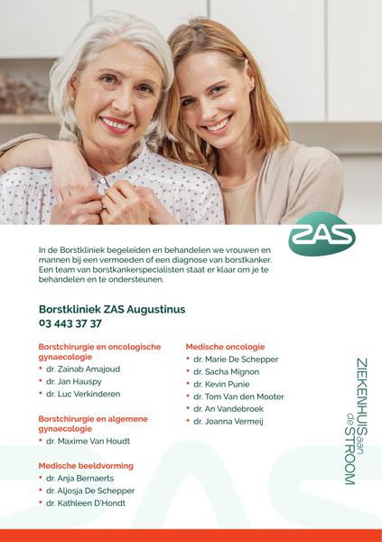 Cover page of the brochure Team Borstkliniek ZAS Augustinus