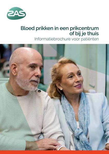 Cover page of the brochure Bloed prikken in een prikcentrum of bij je thuis