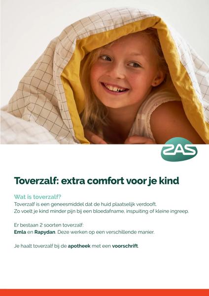 Cover page of the brochure Toverzalf: extra comfort voor je kind