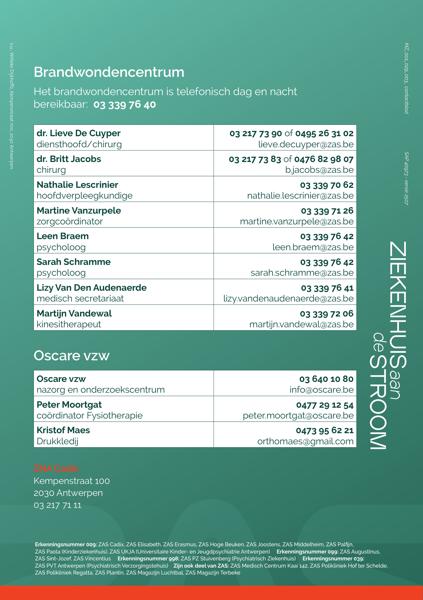 Cover page of the brochure Contacten ZAS Brandwondencentrum