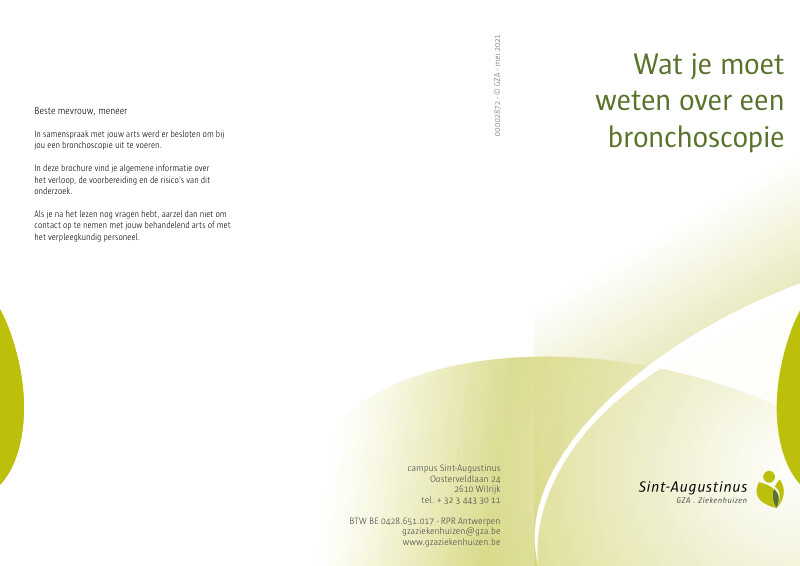 Cover page of the brochure Wat je moet weten over een bronchoscopie