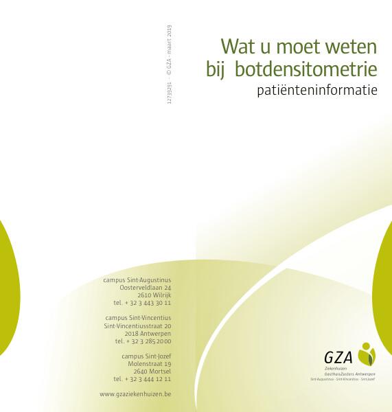Cover page of the brochure Wat je moet weten bij botdensitometrie GZA Ziekenhuizen