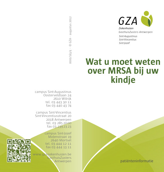 Cover page of the brochure Wat moet je weten over MRSA bij je kindje