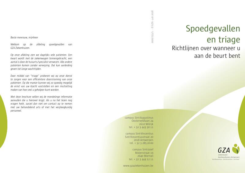 Cover page of the brochure Spoedgevallen en triage. Richtlijnen over wanneer je aan de beurt bent