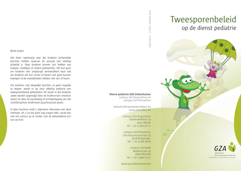 Cover page of the brochure Tweesporenbeleid op de dienst pediatrie