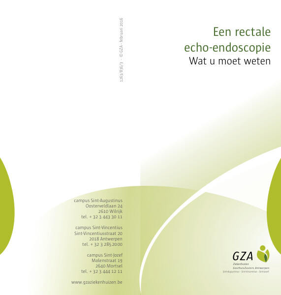 Cover page of the brochure Wat moet je weten over een rectale echo-endoscopie