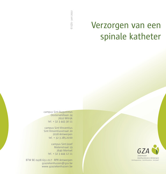 Cover page of the brochure Spinale katheter : hoe verzorgen?