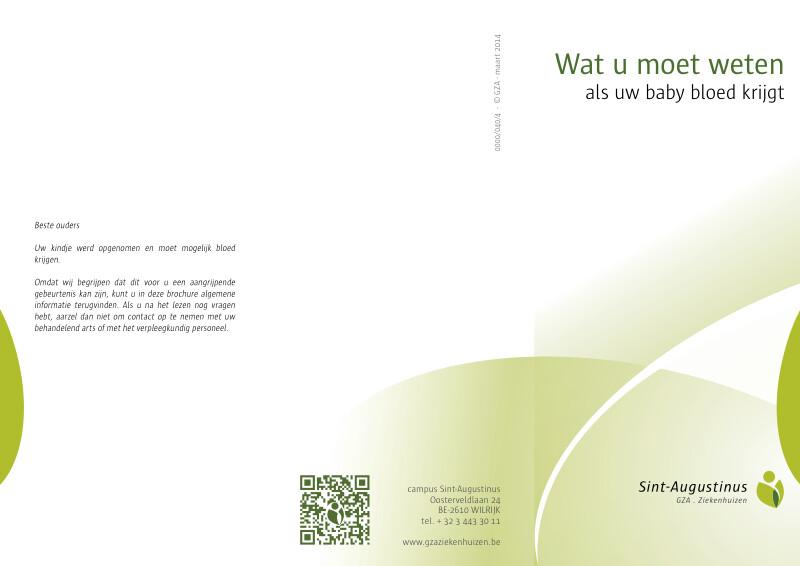 Cover page of the brochure Wat moet je weten als je baby bloed krijgt?