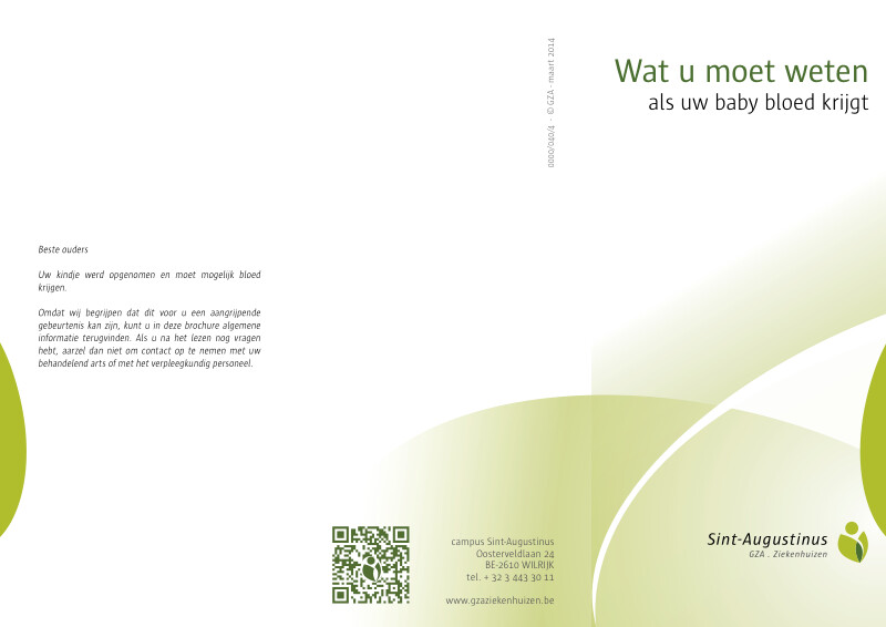 Cover page of the brochure Wat moet je weten als je baby bloed krijgt?