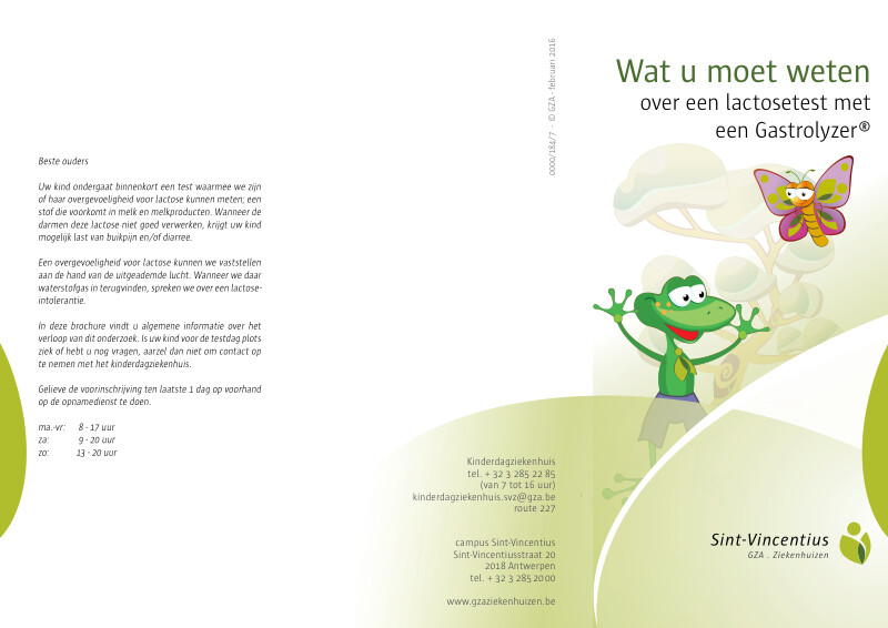 Cover page of the brochure Wat u moet weten over een lactosetest met een Gastrolyzer