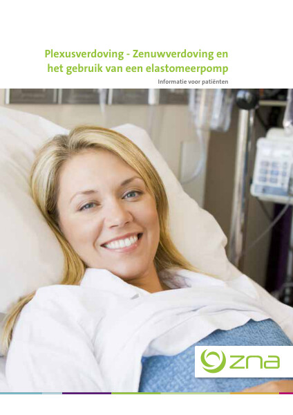 Cover page of the brochure Plexusverdoving: zenuwverdoving en het gebruik van een elastomeerpomp