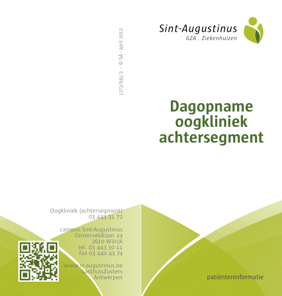 Cover page of the brochure Dagopname oogkliniek achtersegment campus Sint-Augustinus - SA