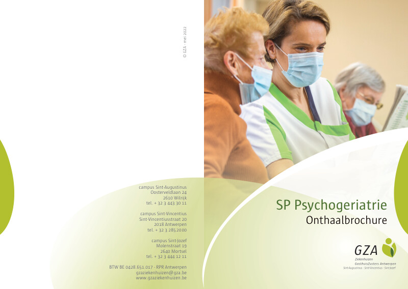 Cover page of the brochure Onthaalbrochure Sp-Psychogeriatrie