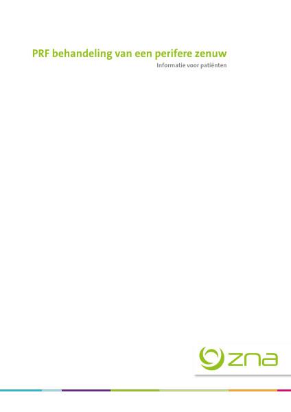 Cover page of the brochure PRF behandeling van een perifere zenuw