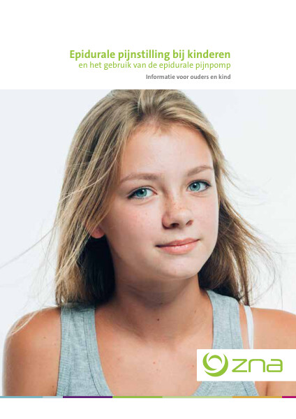 Cover page of the brochure Epidurale pijnstilling bij kinderen en het gebruik van de epidurale pijnpomp