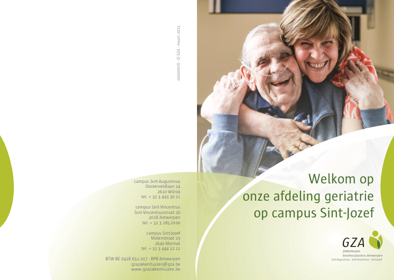 Cover page of the brochure Welkom op onze afdeling geriatrie op campus Sint-Jozef