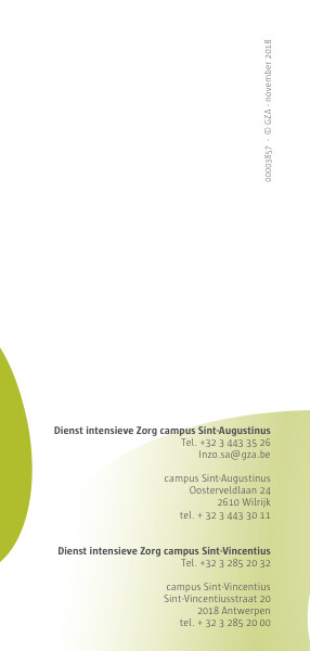 Cover page of the brochure De dienst intensieve zorg campus Sint-Augustinus