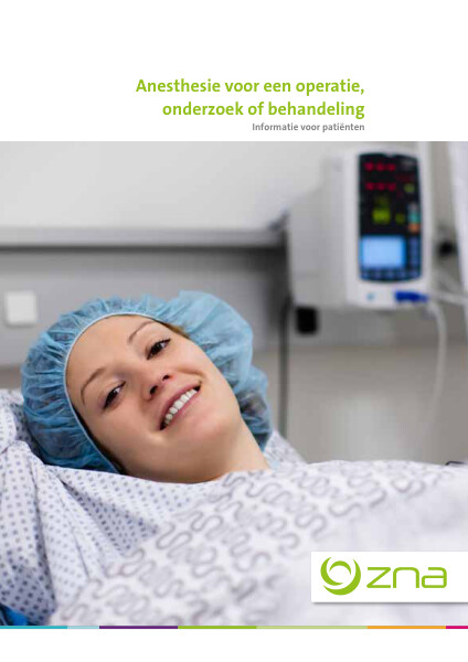 Cover page of the brochure Anesthesie voor een operatie, onderzoek of behandeling