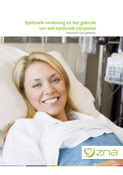 Cover page of the brochure Epidurale verdoving en het gebruik van een epidurale pijnpomp