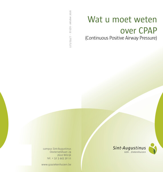 Cover page of the brochure Wat je moet weten over CPAP