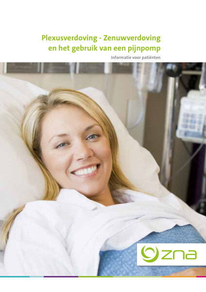 Cover page of the brochure Plexusverdoving: zenuwverdoving en het gebruik van een pijnpomp