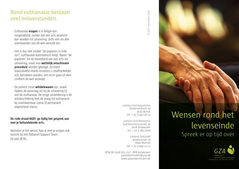 Cover page of the brochure Wensen rond het levenseinde - Spreek er op tijd over