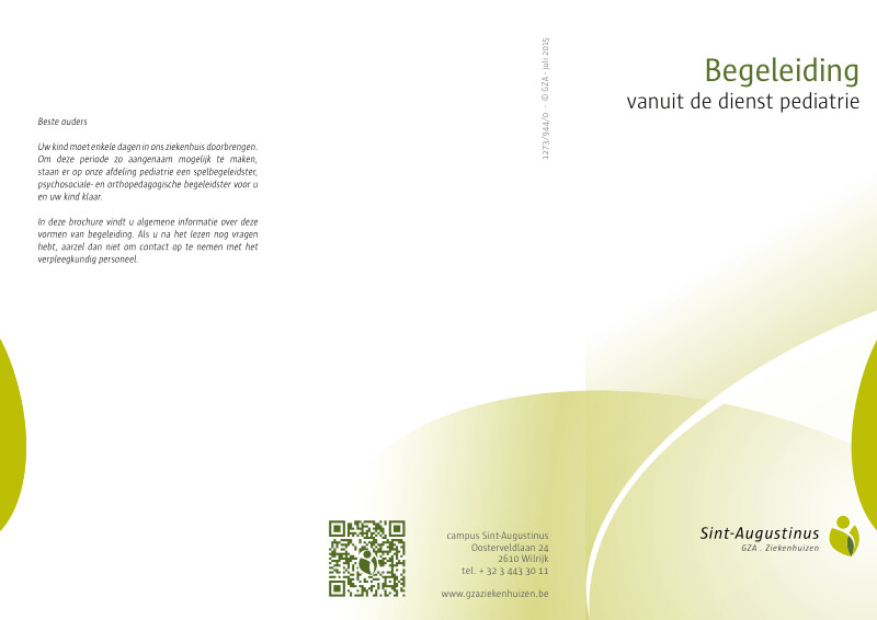 Cover page of the brochure Begeleiding vanuit de dienst Pediatrie