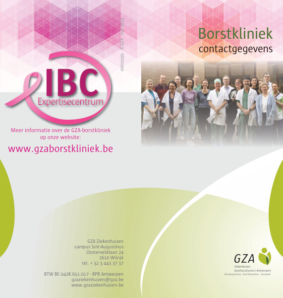 Cover page of the brochure Borstkliniek contactgegevens