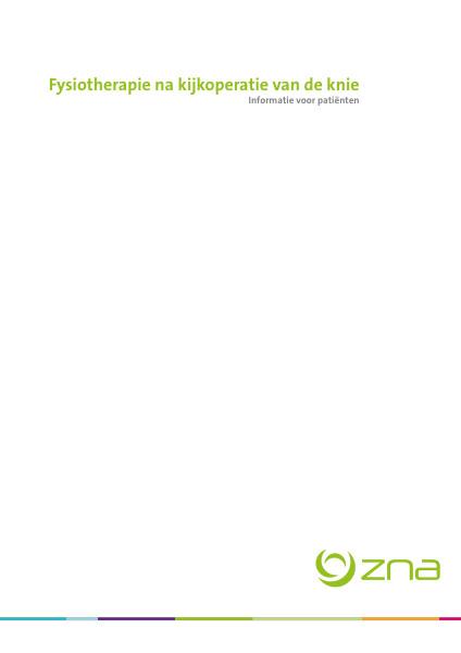 Cover page of the brochure Fysiotherapie na kijkoperatie aan de knie
