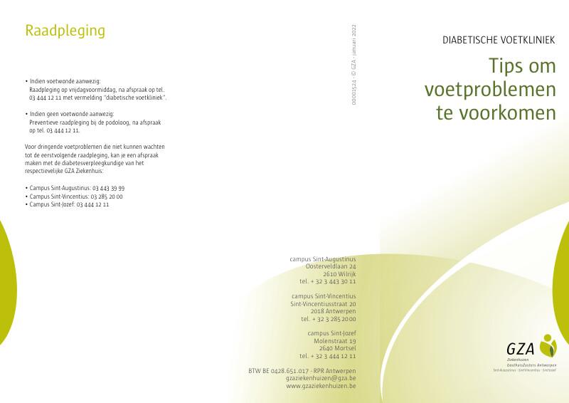 Cover page of the brochure Diabetische voetkliniek - Tips om voetproblemen te voorkomen