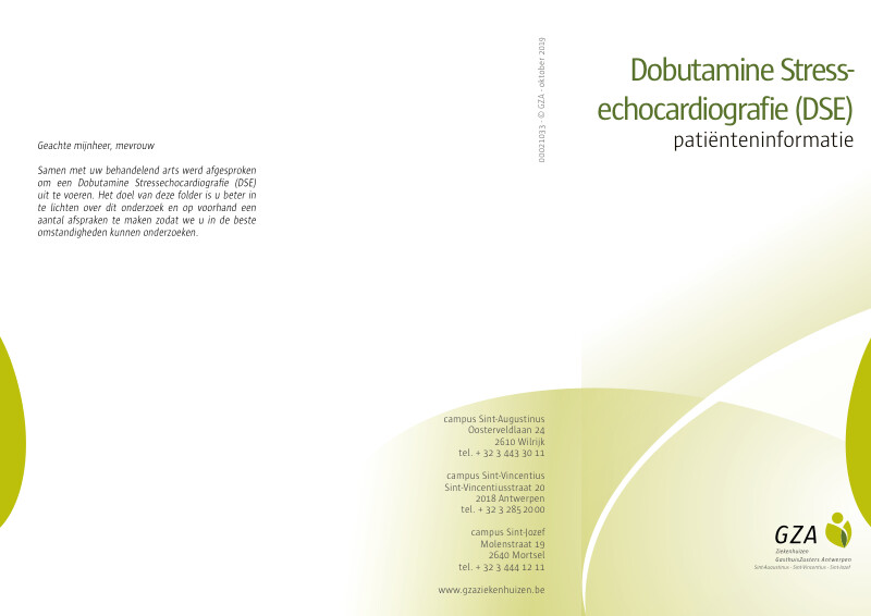 Cover page of the brochure Dobutamine Stress-echocardiografie (DSE)