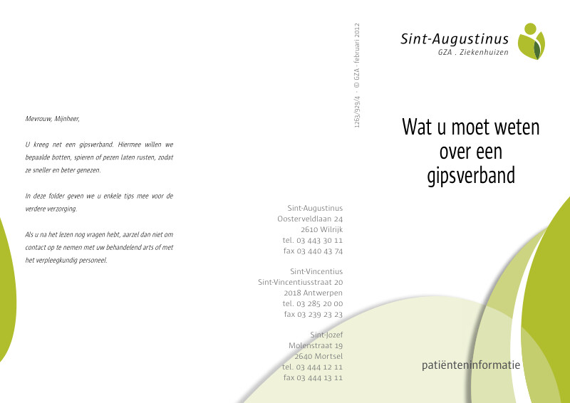 Cover page of the brochure Wat moet je weten over een gipsverband