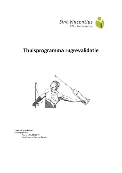 Cover page of the brochure Thuisprogramma rugrevalidatie