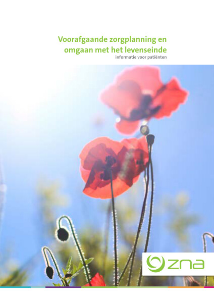 Cover page of the brochure Voorafgaande zorgplanning en omgaan met het levenseinde