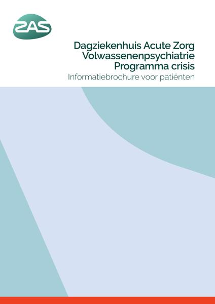 Cover page of the brochure Dagziekenhuis Acute Zorg Volwassenenpsychiatrie - Programma crisis
