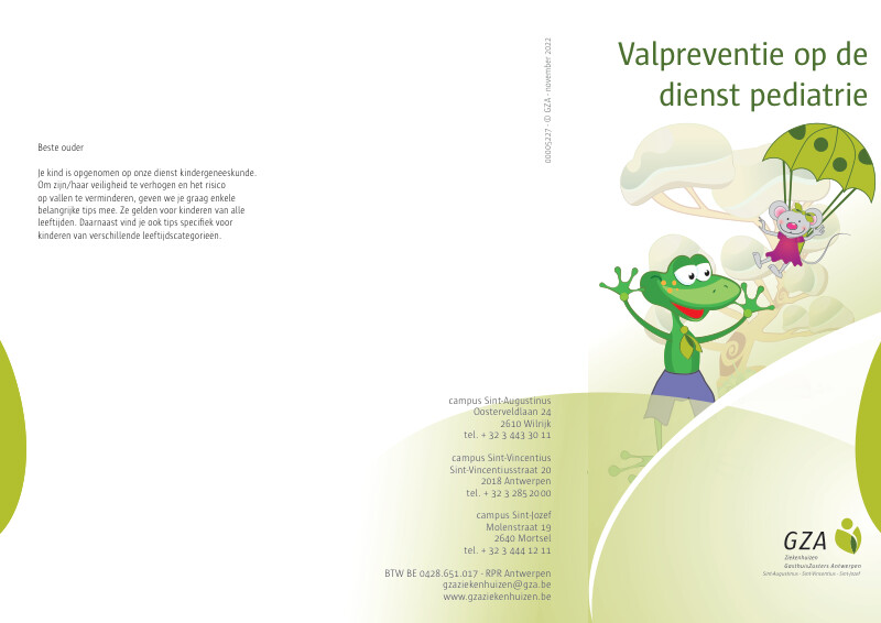 Cover page of the brochure Valpreventie op de dienst pediatrie