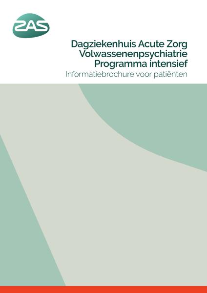 Cover page of the brochure Dagziekenhuis Acute Zorg Volwassenenpsychiatrie - Programma Intensief