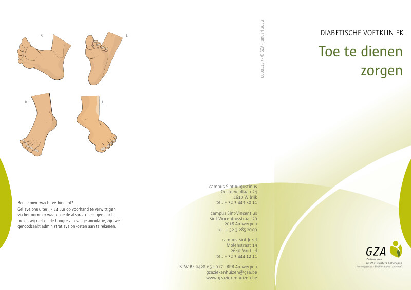 Cover page of the brochure Diabetische voetkliniek - Toe te dienen zorgen