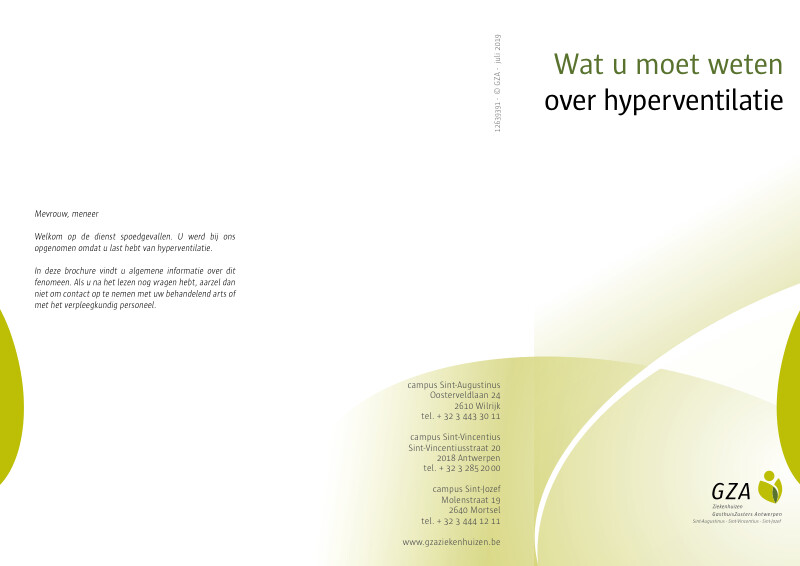 Cover page of the brochure Wat moet je weten over hyperventilatie