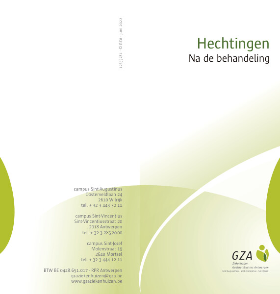 Cover page of the brochure Hechtingen na de behandeling