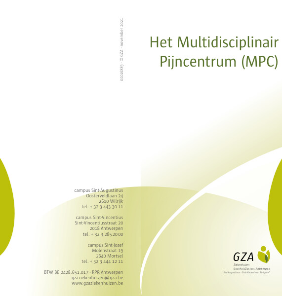 Cover page of the brochure Het Multidisciplinair Pijncentrum (MPC)