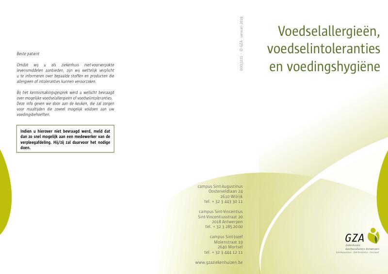 Cover page of the brochure Voedselallergieën, voedselintoleranties en voedingshygiëne