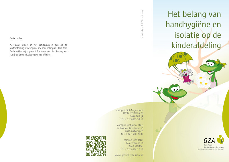 Cover page of the brochure Het belang van handhygiëne en isologie op de kinderafdeling