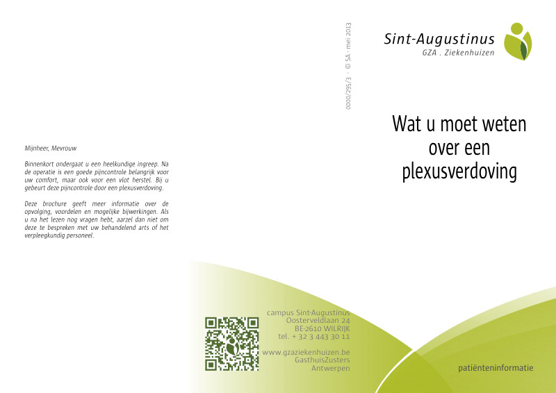 Cover page of the brochure Plexusverdoving: wat moet je weten?