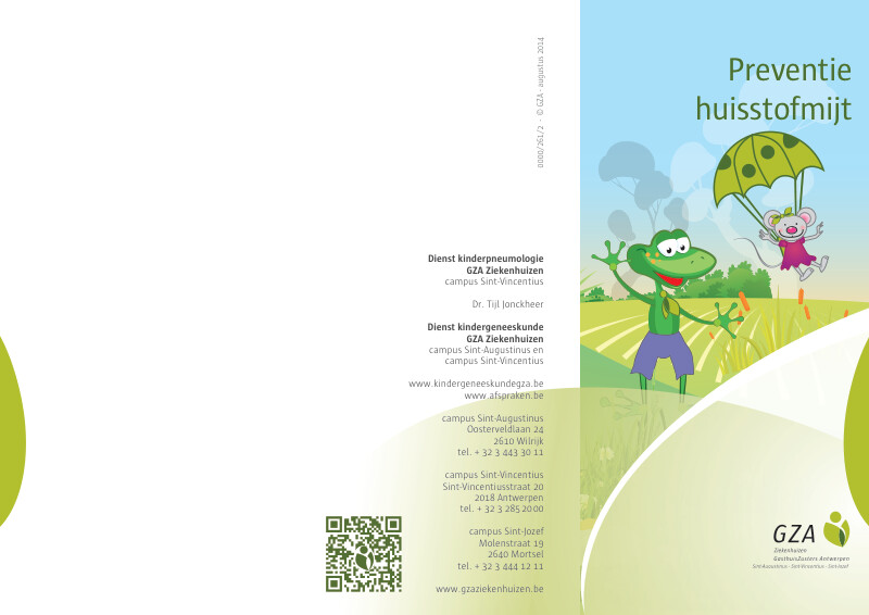 Cover page of the brochure Preventie huisstofmijt bij kinderen