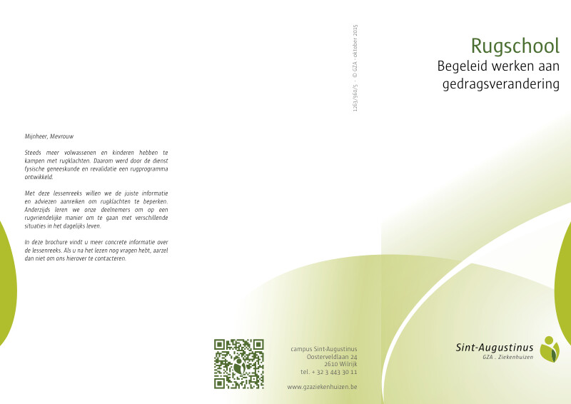 Cover page of the brochure Rugschool: begeleid werken aan gedragsverandering